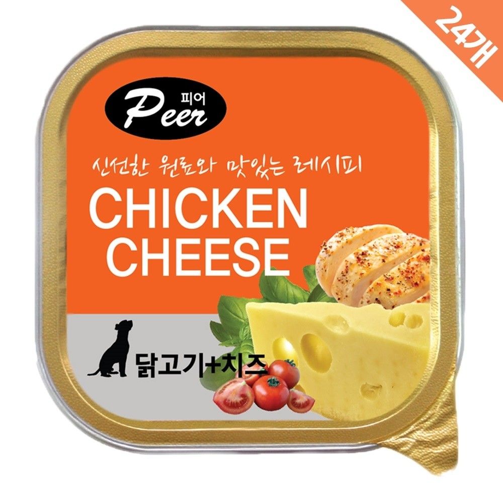 피어 사각캔 닭고기+치즈 100g x24