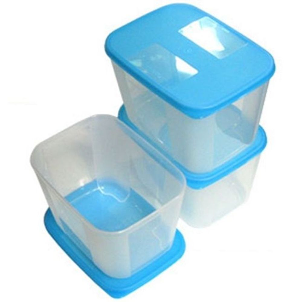 타파웨어 펭귄 3개입 블루 1200mL 반찬통 냉장고정리