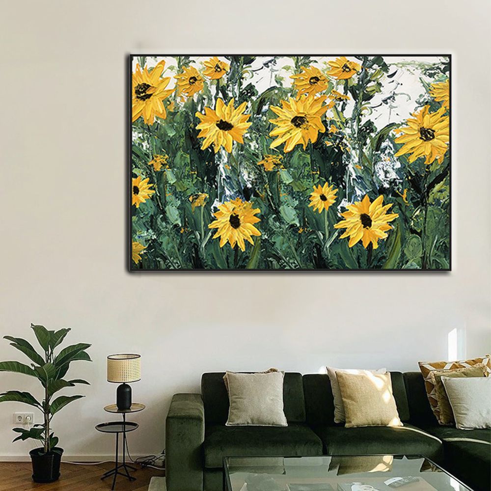 입체 해바라기 캔버스 70cm 그림액 100cm B 인테리어