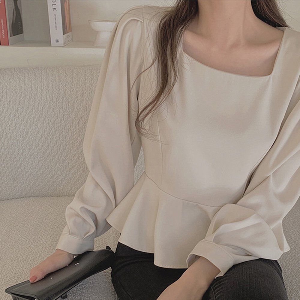 브라우스 레이스 여성긴팔 히트 배색 셀닥터 셀