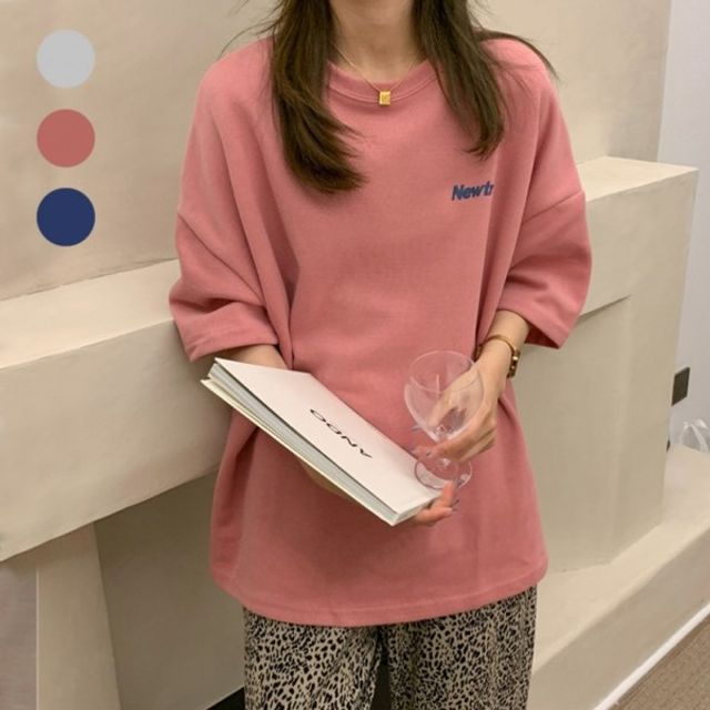 영문 여름 레터링 기본 오버핏 데이 박스핏 여자 반팔