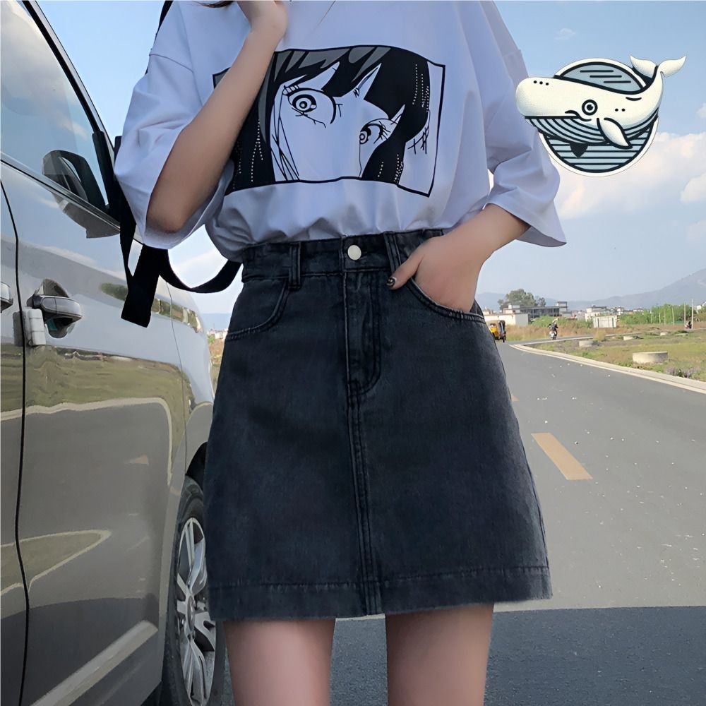 편안한 스타일 미니 데님 스커트 캐주얼 여름