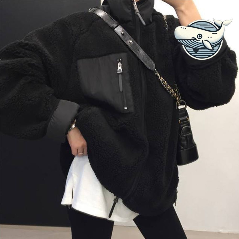 편안한 후리스 점퍼 데일리 스타일 캐주얼 블랙