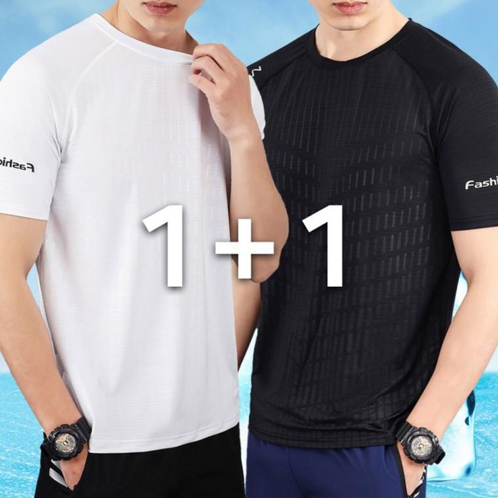 1+1 머슬핏 쿨티 드라이 기능성 여름 반팔티 쿨링 티