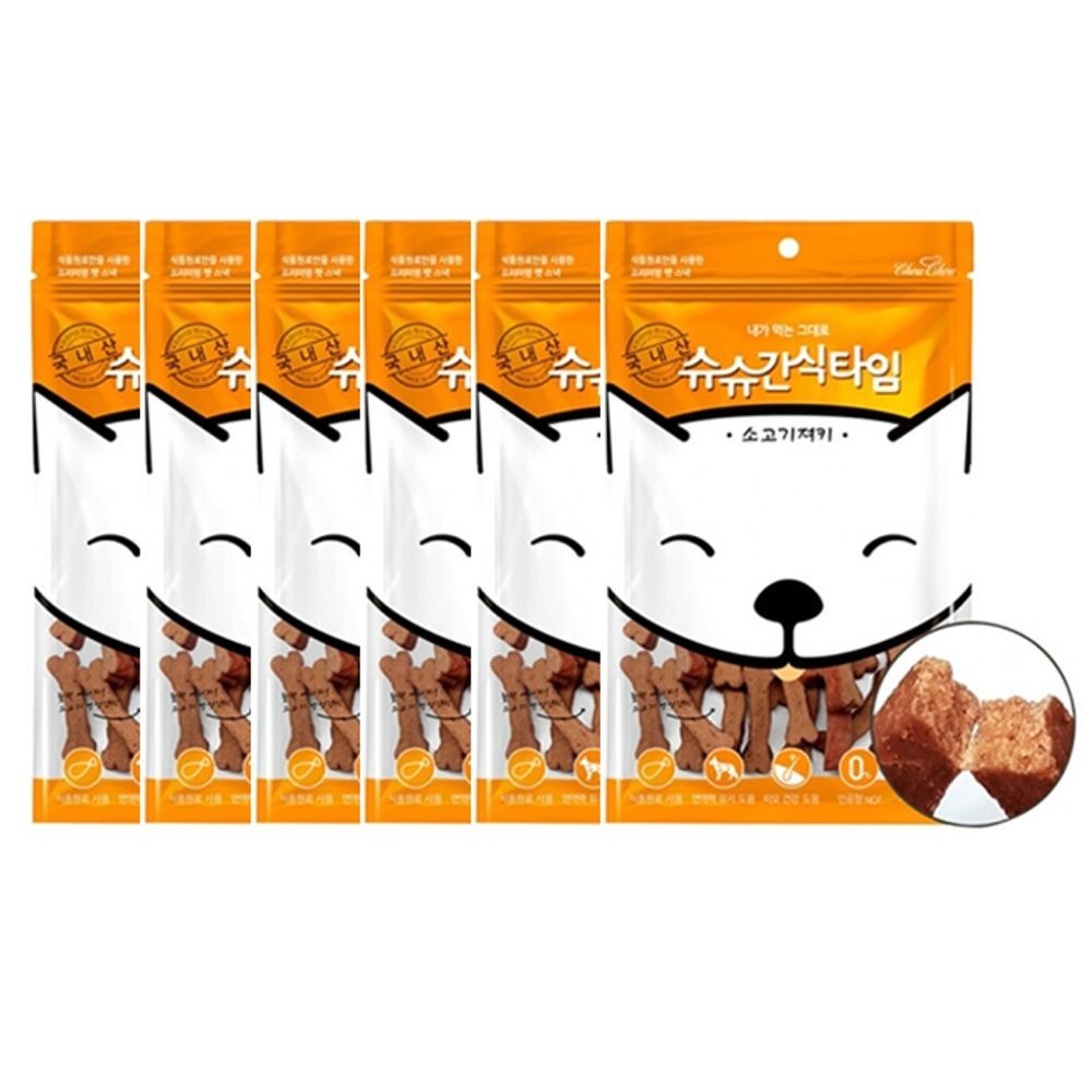 강아지 소고기 간식타임 일상 져키 90g 6P 애견 육포