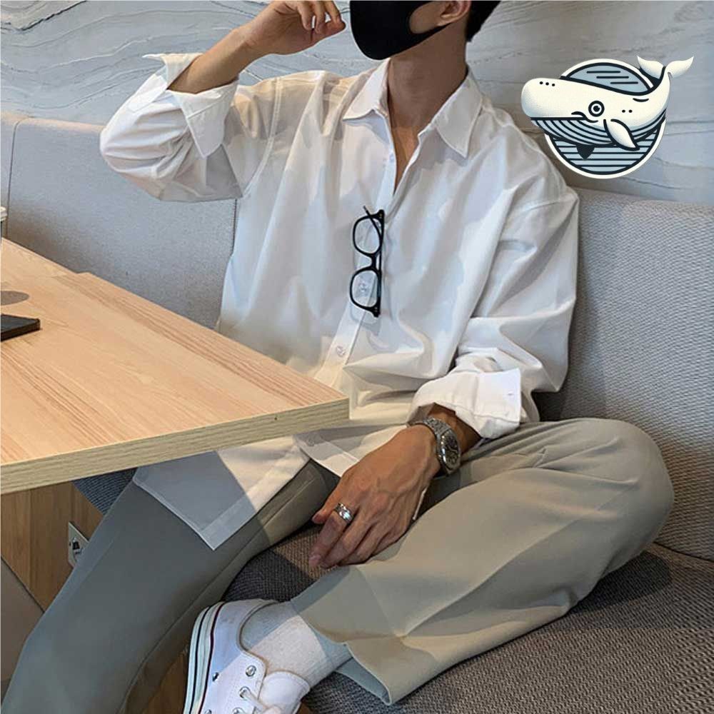 편안한 루즈핏 긴팔셔츠 남자 간절기 출근 패션