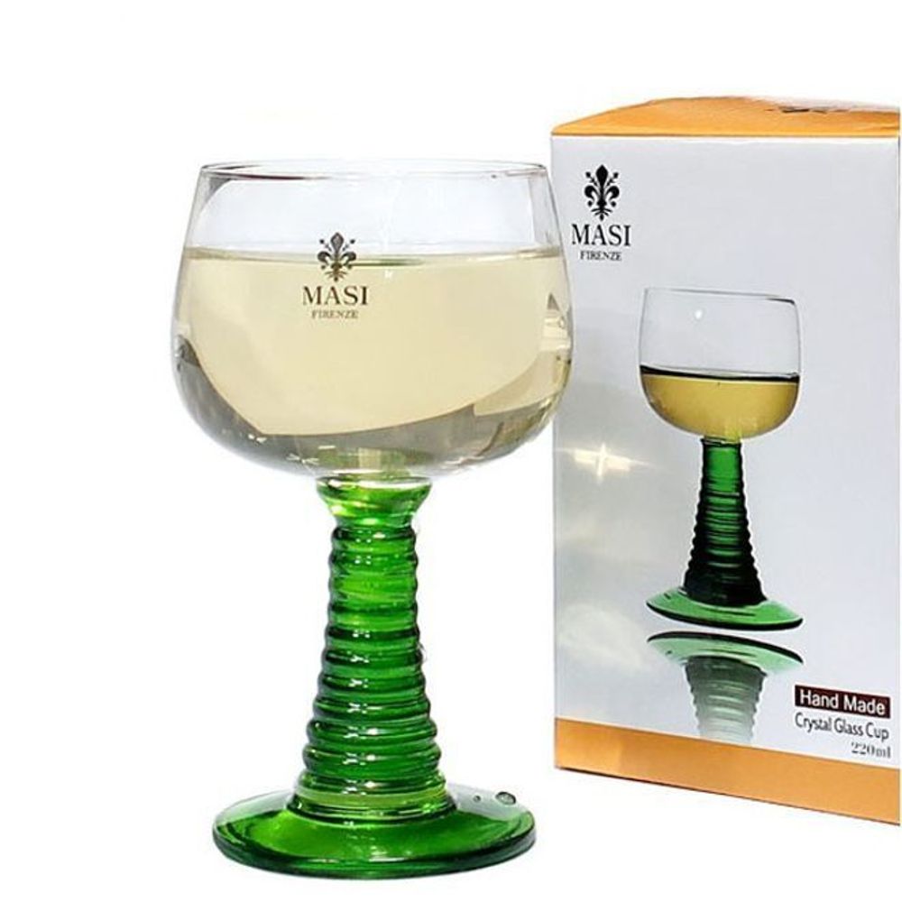 마시피렌체 유리컵 물컵 샴페인 와인잔 그린 220ml 1P