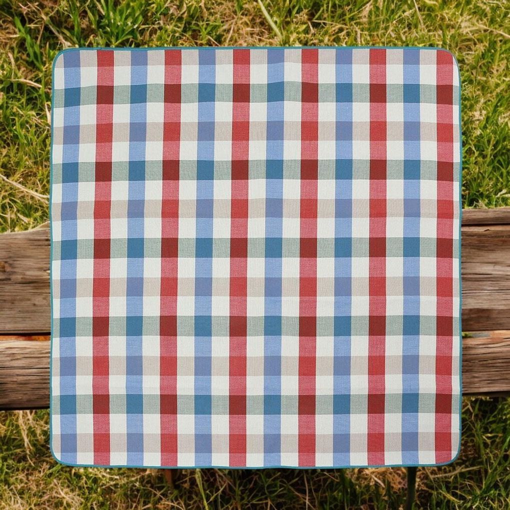게더릭 캠핑 체크 돗자리 (200x200cm) (레드+블루)