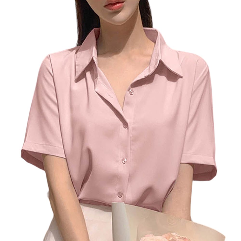 구김없는 여자셔츠 반팔 정장코디 블라우스 반팔티