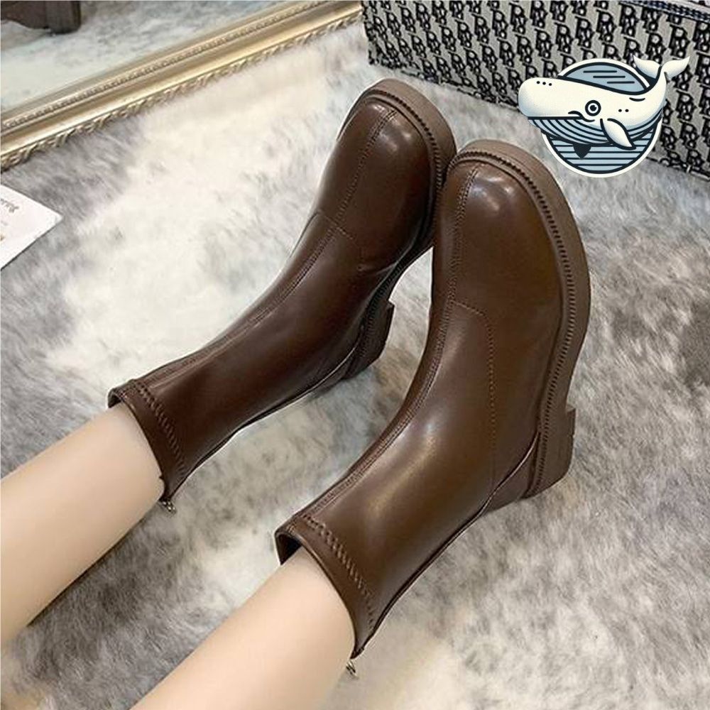 캐주얼 미들부츠 데일리 룩 갈색 여성부츠
