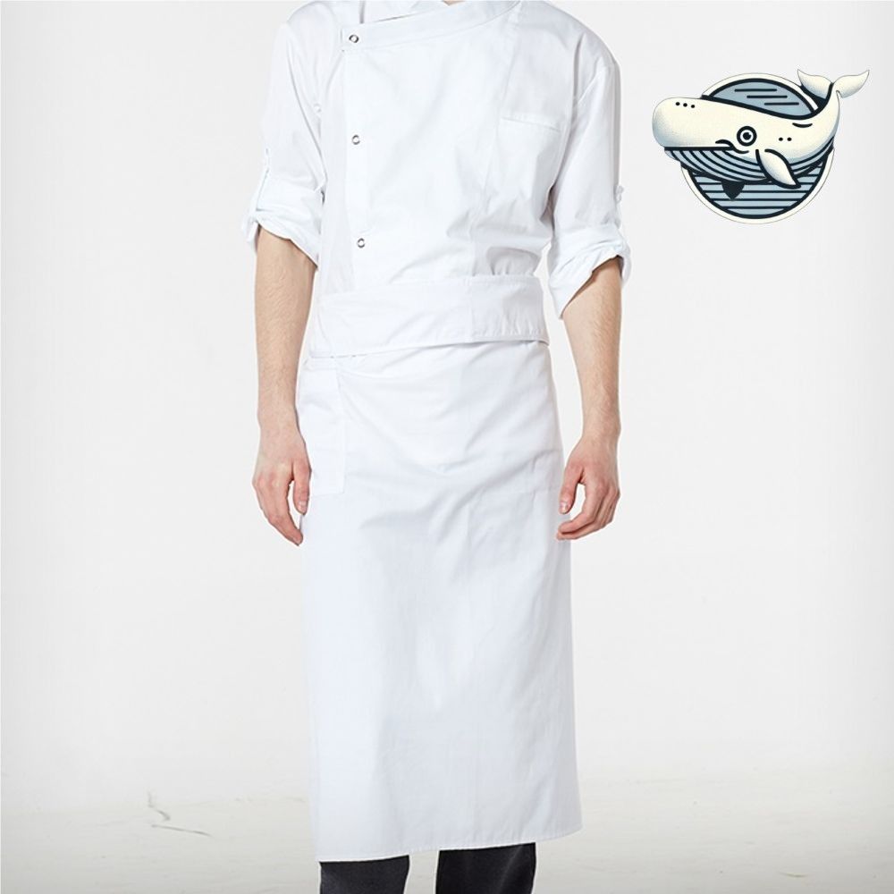 주방용 긴 앞치마 쿡웨어 화이트 요리 실용