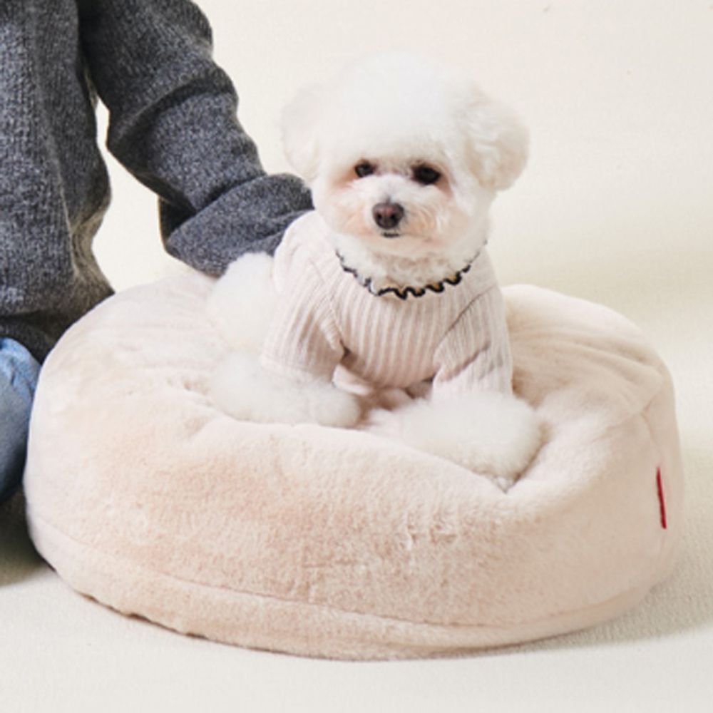 강아지 극세사 원형 쿠션 M 1P 휴식 방석 베드 높이