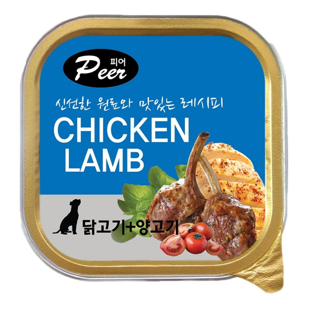 피어 사각캔 닭고기+양고기 100g X24개 강아지 간식