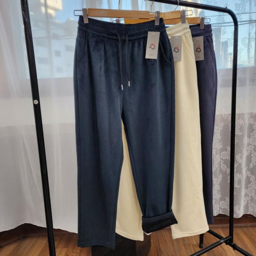 데일리 밍크 벨로아 융 기모 밴딩 바지 3col