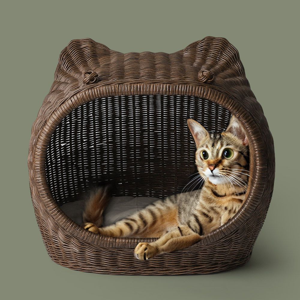 루마 라탄 펫하우스 강아지집 고양이 숨숨집 브라운