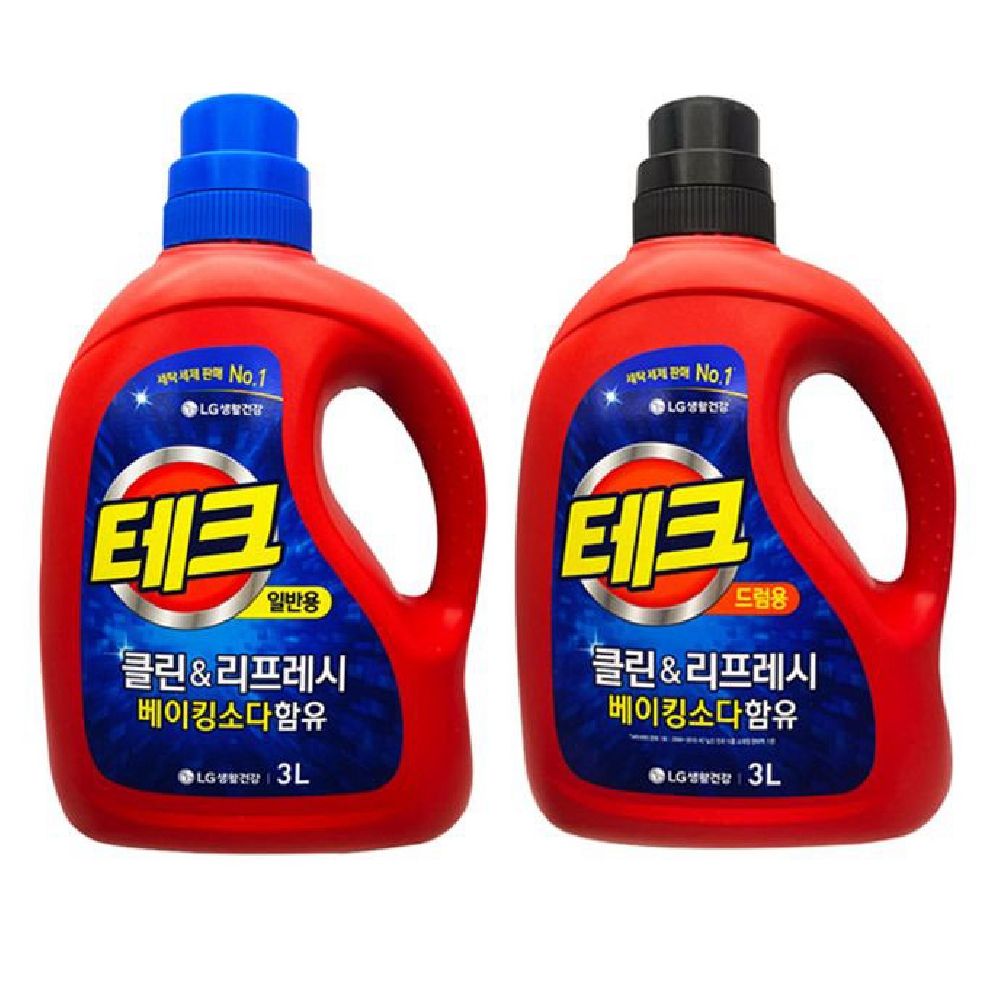 테크 세탁 세제 표백 세탁기 빨래 액체 세제 클린 3L