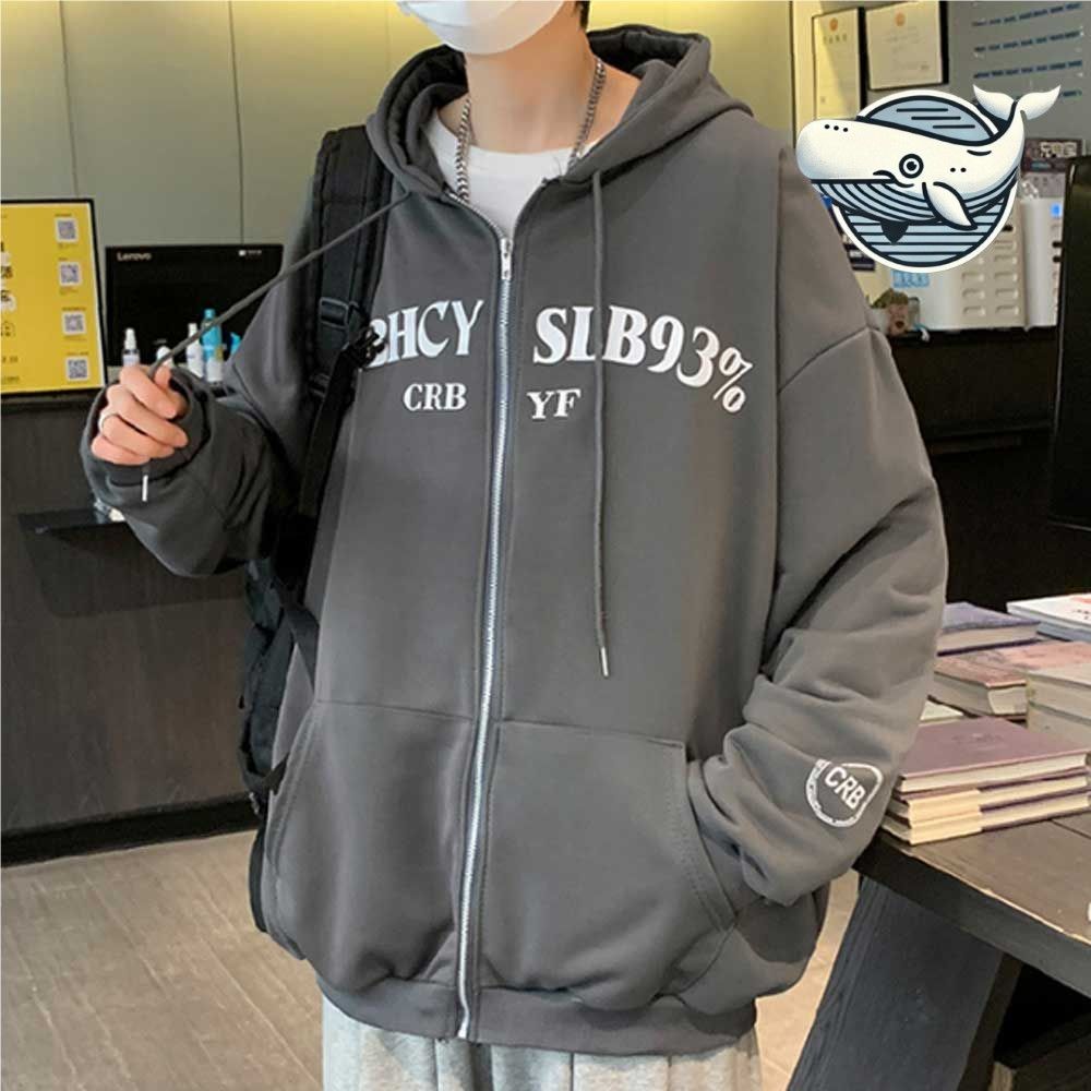 트렌디한 오버핏 후드집업 캐주얼 레터링 후드티