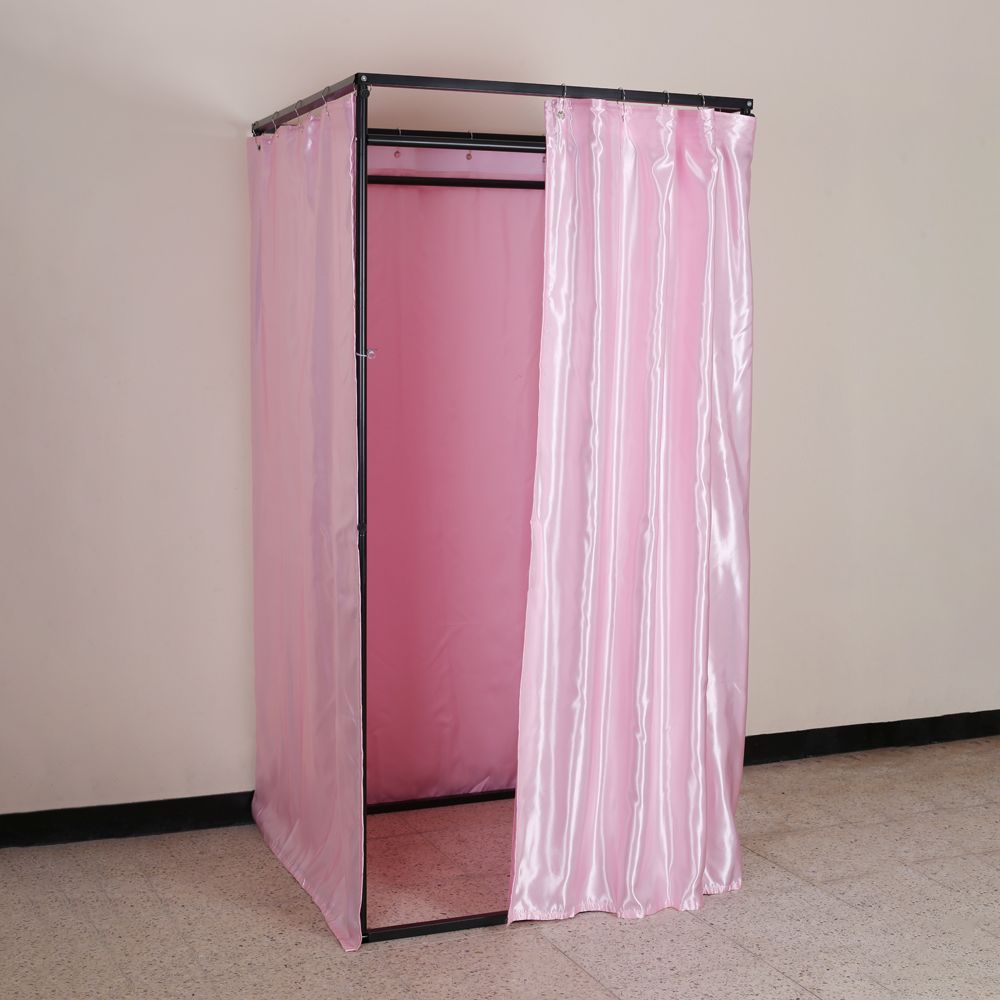 블랙프레임 이동식 피팅룸 100cm 핑크 커튼탈의실