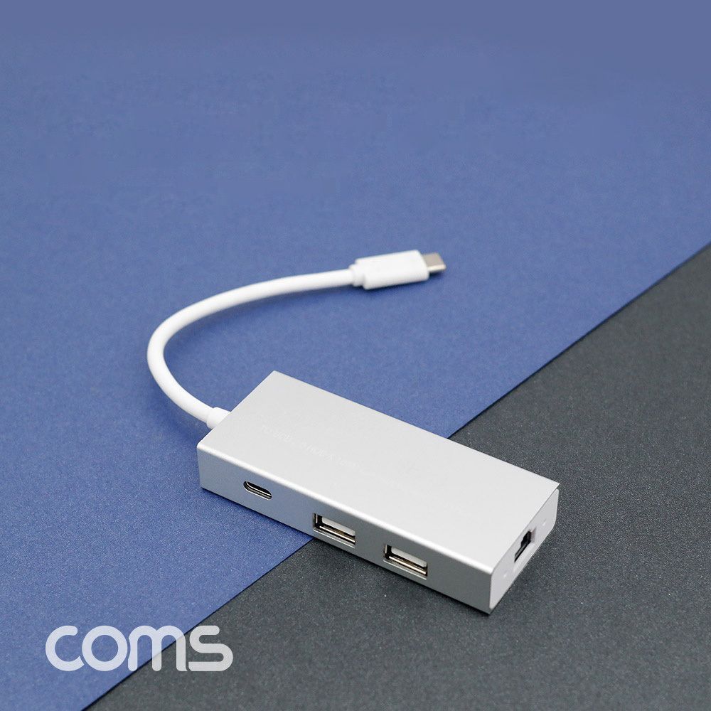 Coms USB 3.1 컨버터(Type C) 허브 USB 2.0 2포트 랜