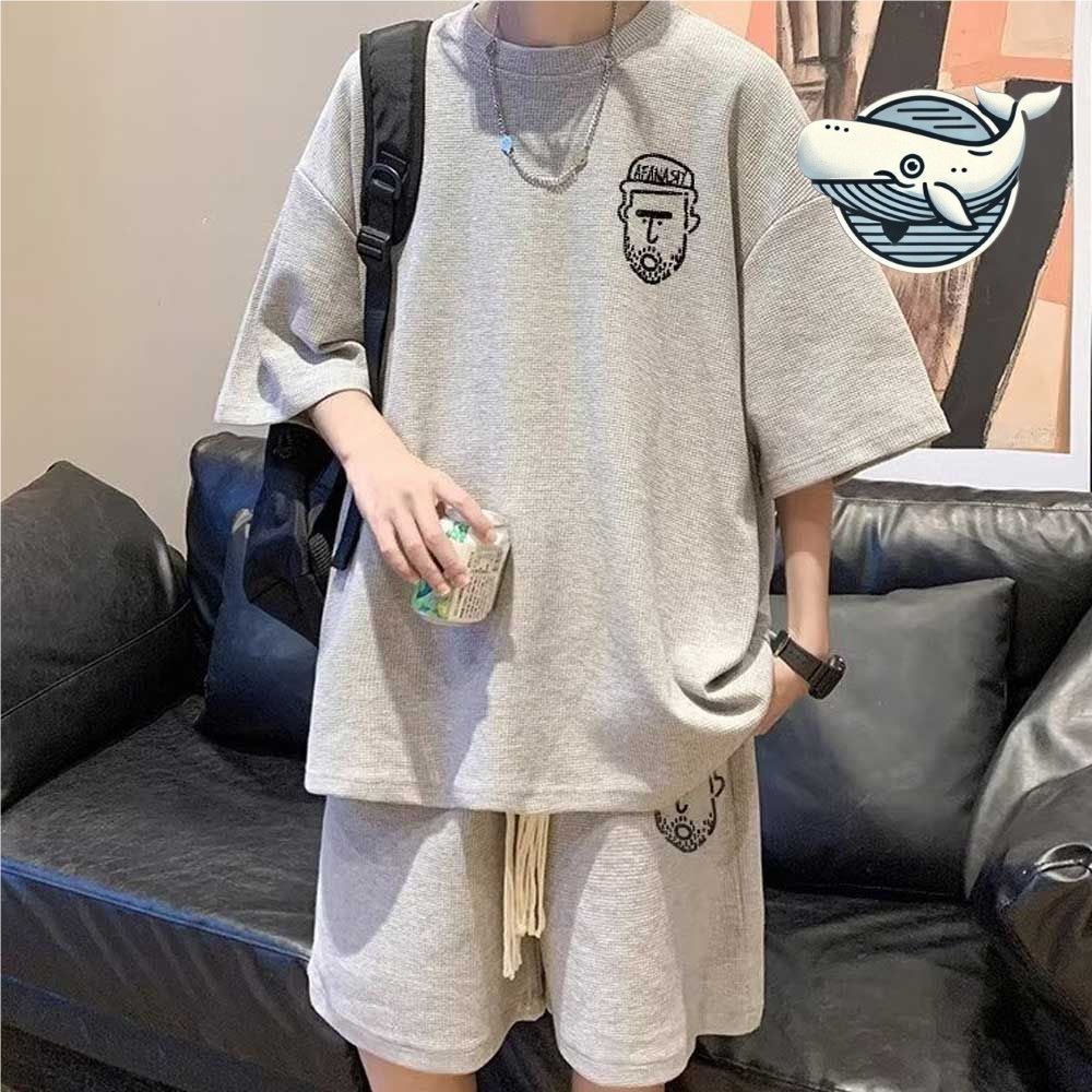 루즈핏 남자 여름 반팔 세트 캐주얼 프린트