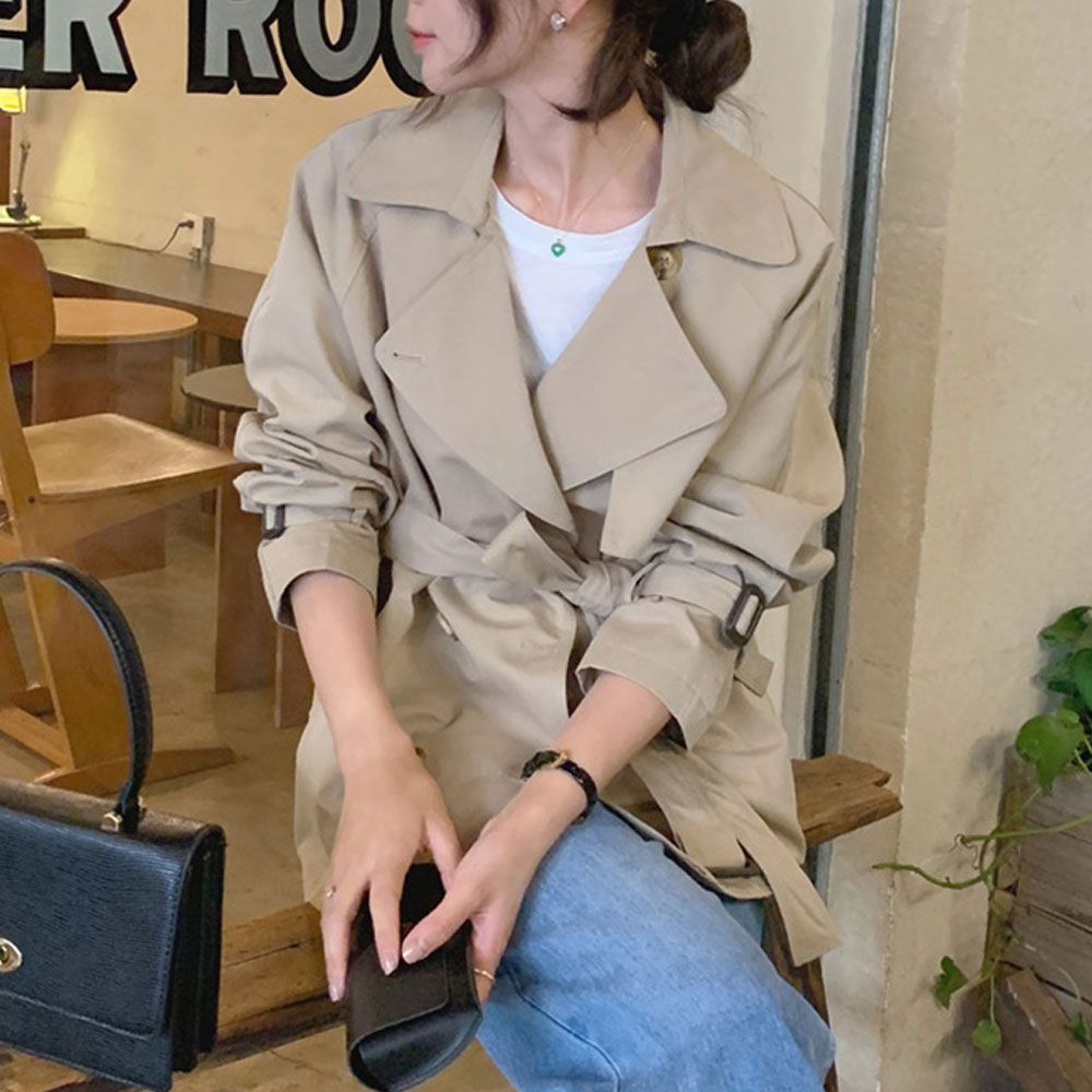 루즈핏 트렌치코트 빅카라 더블버튼 자켓 봄 가을