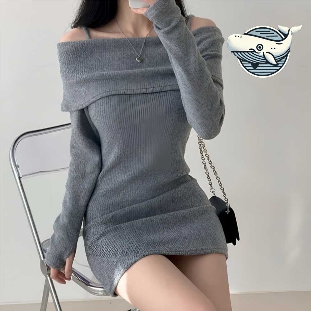 포근한 오프숄더 슬림핏 원피스 여름 데일리