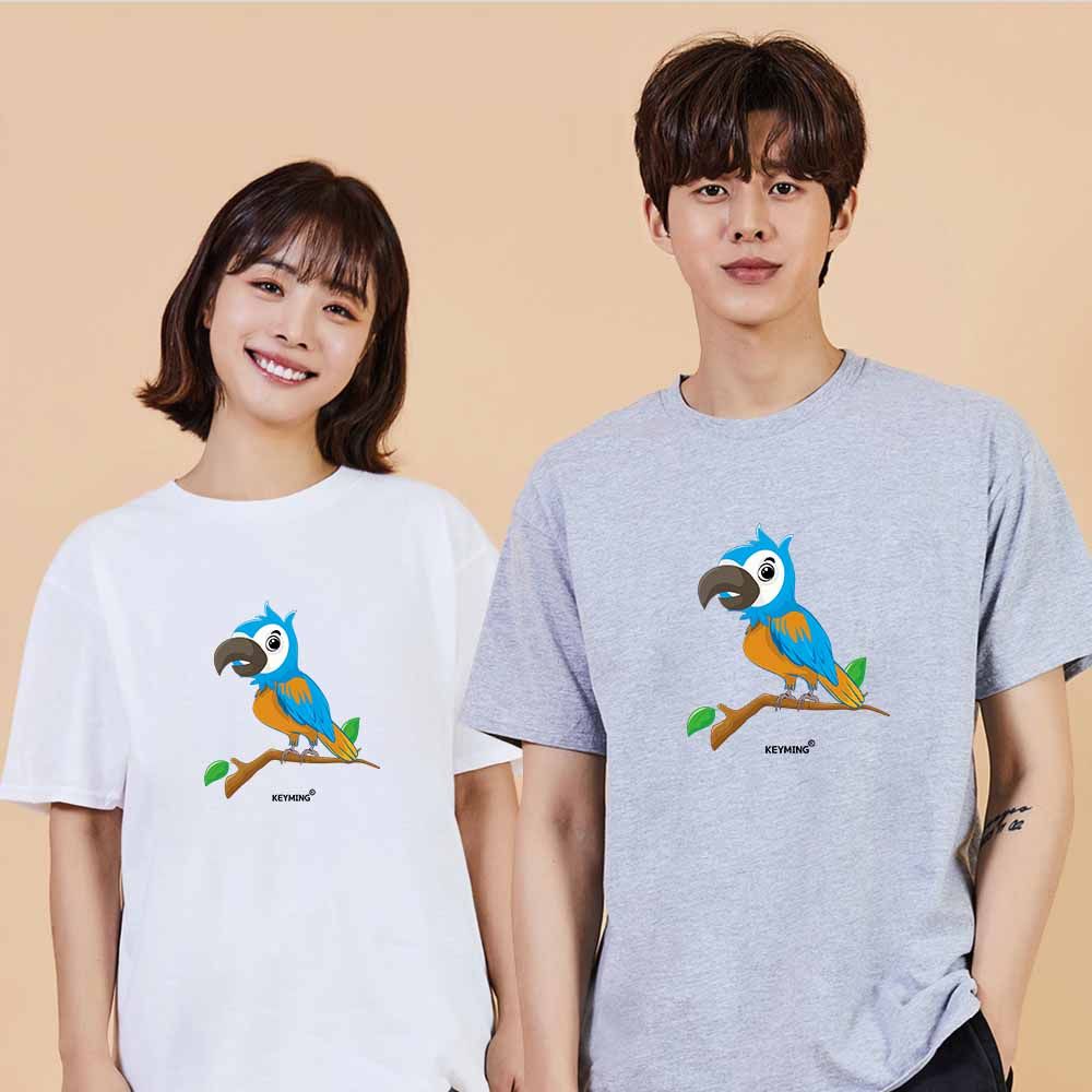 앵무새 디지털프린팅 인쇄티셔츠 반팔티 오버핏