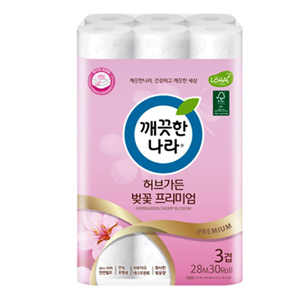 허브가든 벚꽃향 3겹 도톰한 부드러운 롤 화장지