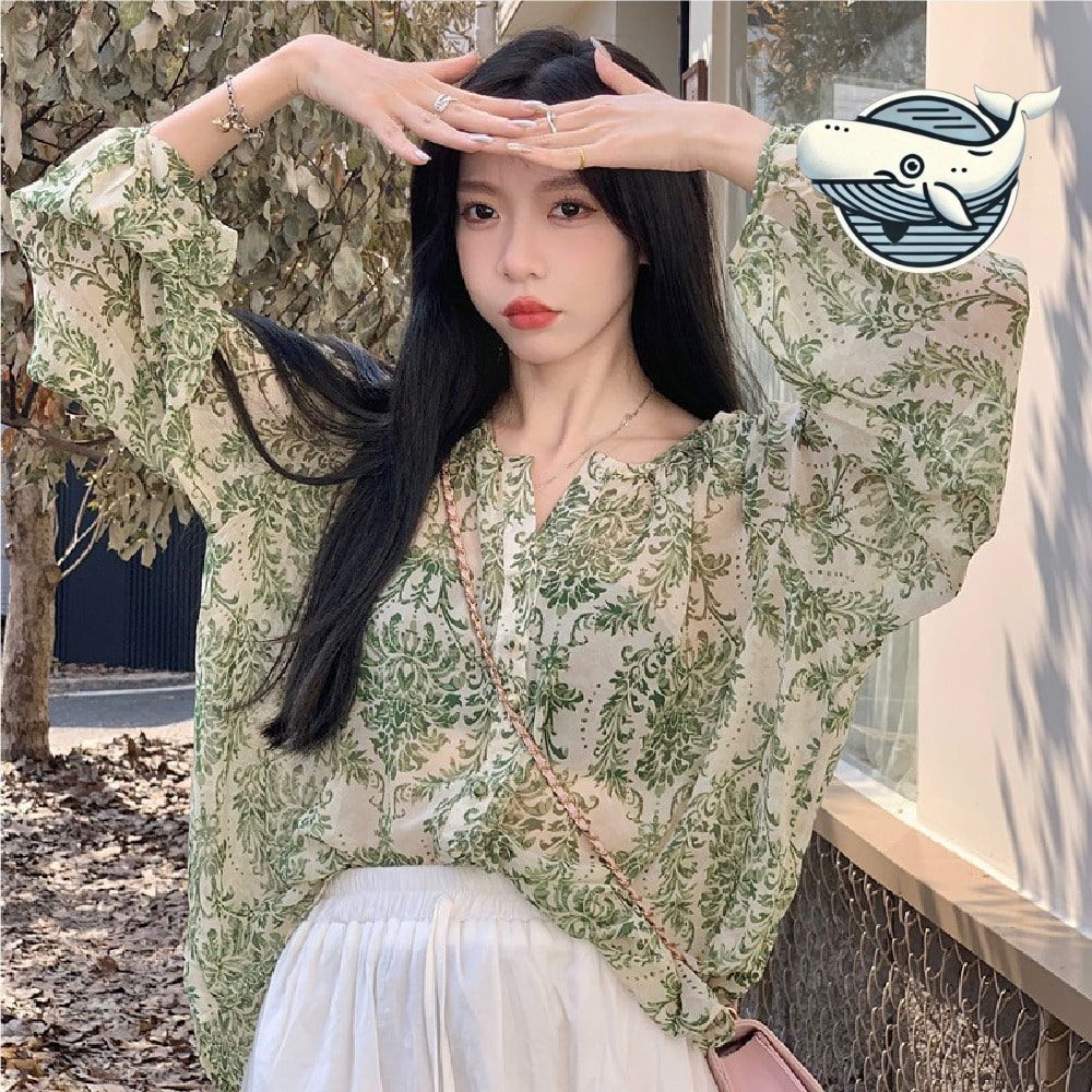 내추럴 루즈핏 플라워 블라우스 감각적 여름핏