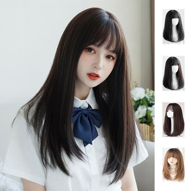 웨이브 통가발 생머리 기본 롱헤어 데이 패션 긴머리