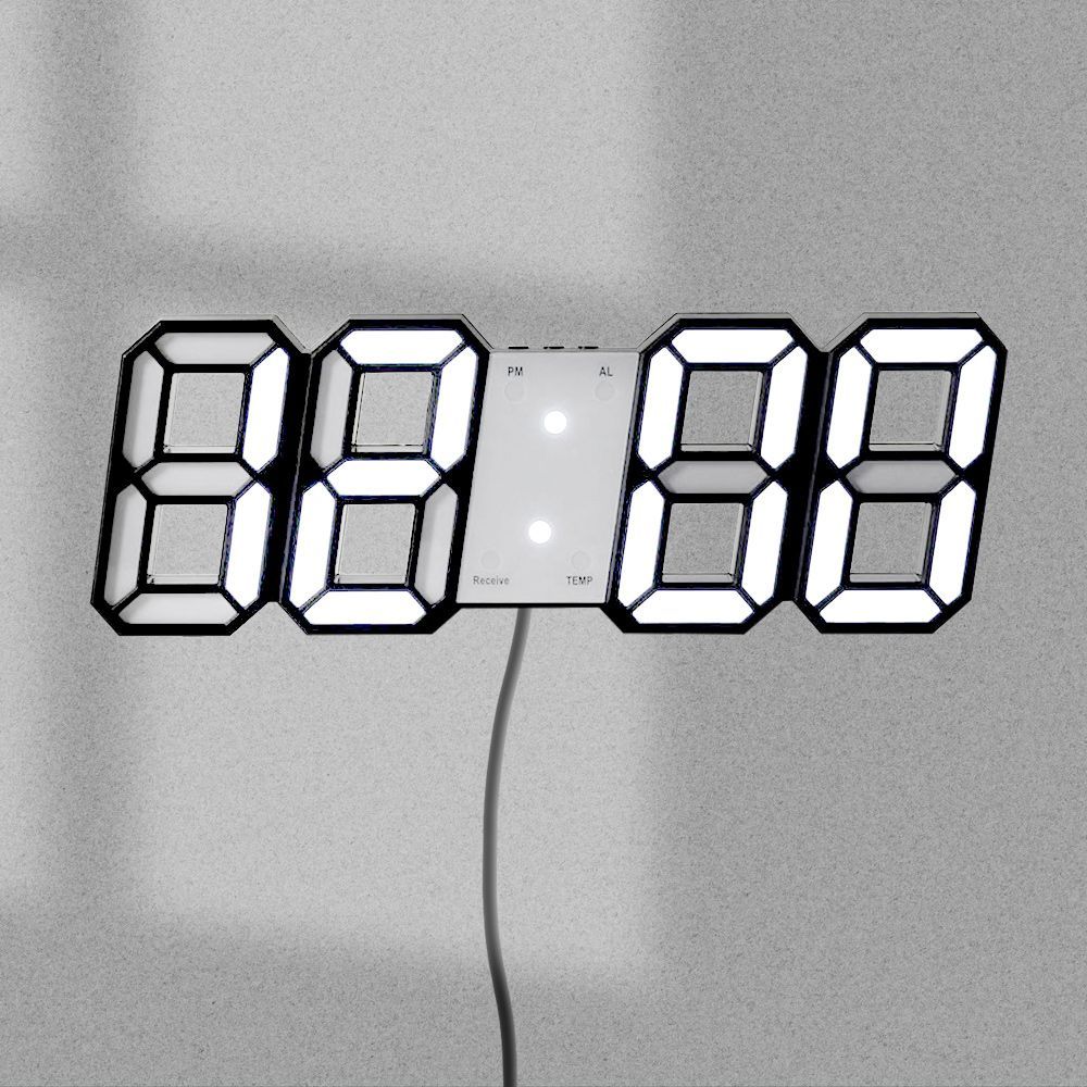 리크플 벽시계 리모컨 무소음 LED 디지털 검정+흰색