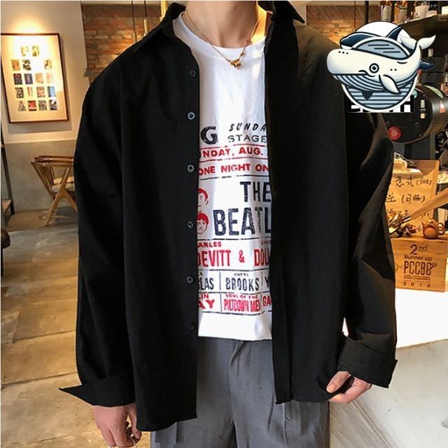 여름 캐주얼 오버핏 남성용 화이트 셔츠 데일리
