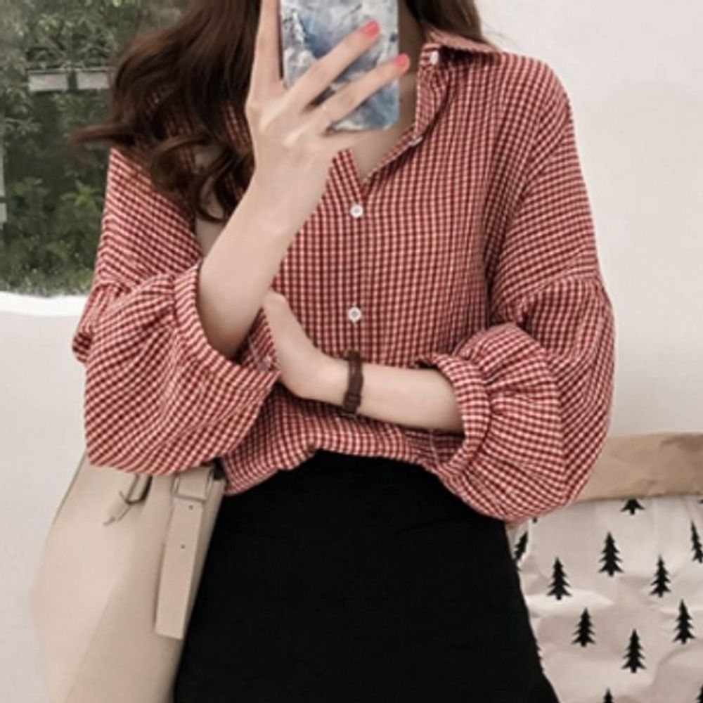 체크 긴팔 남방 여방빅사이즈 여성 긴팔티 여성