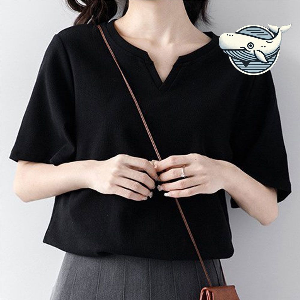 간절기 데일리 브이넥 티셔츠 귀여운 루즈핏