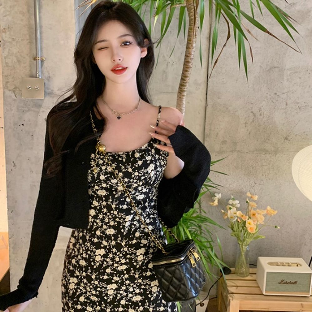 데이트룩 데일리 플라워 패턴 로맨틱 무드 롱 원피스