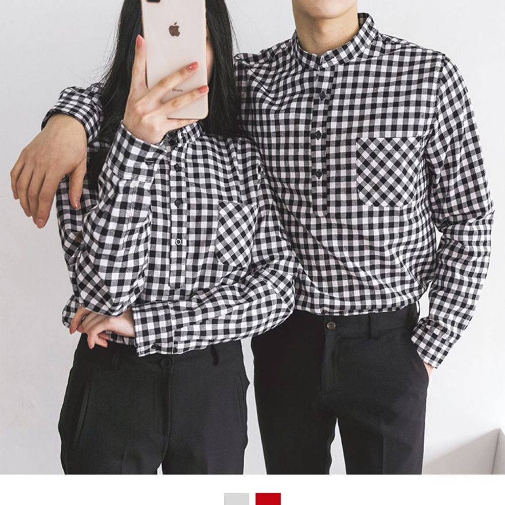 남자체크셔츠 여자체크셔츠 체크셔츠 헨리넥셔츠