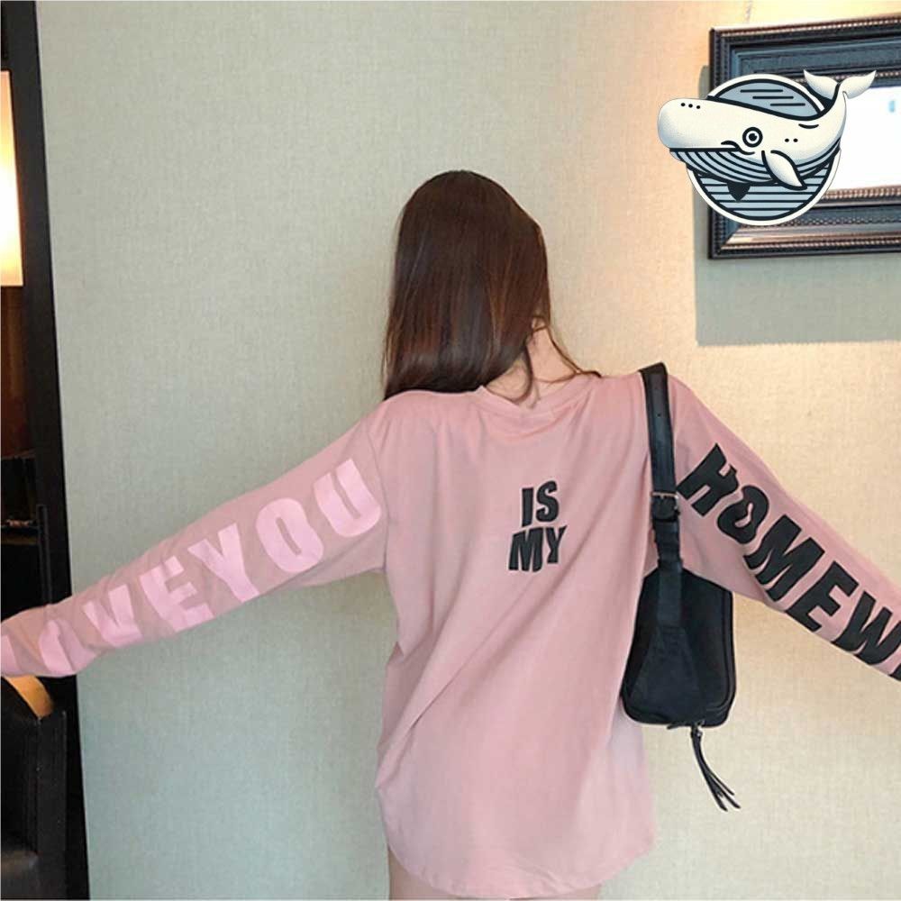 편안한 레터링 긴팔티셔츠 루즈핏 라운드넥