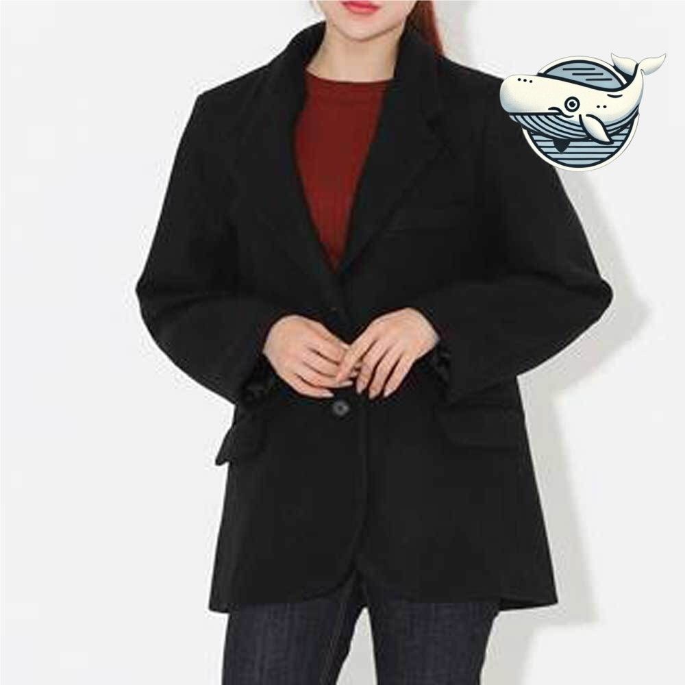 여성 오버핏 모직 자켓 우아한 투버튼 비즈니스