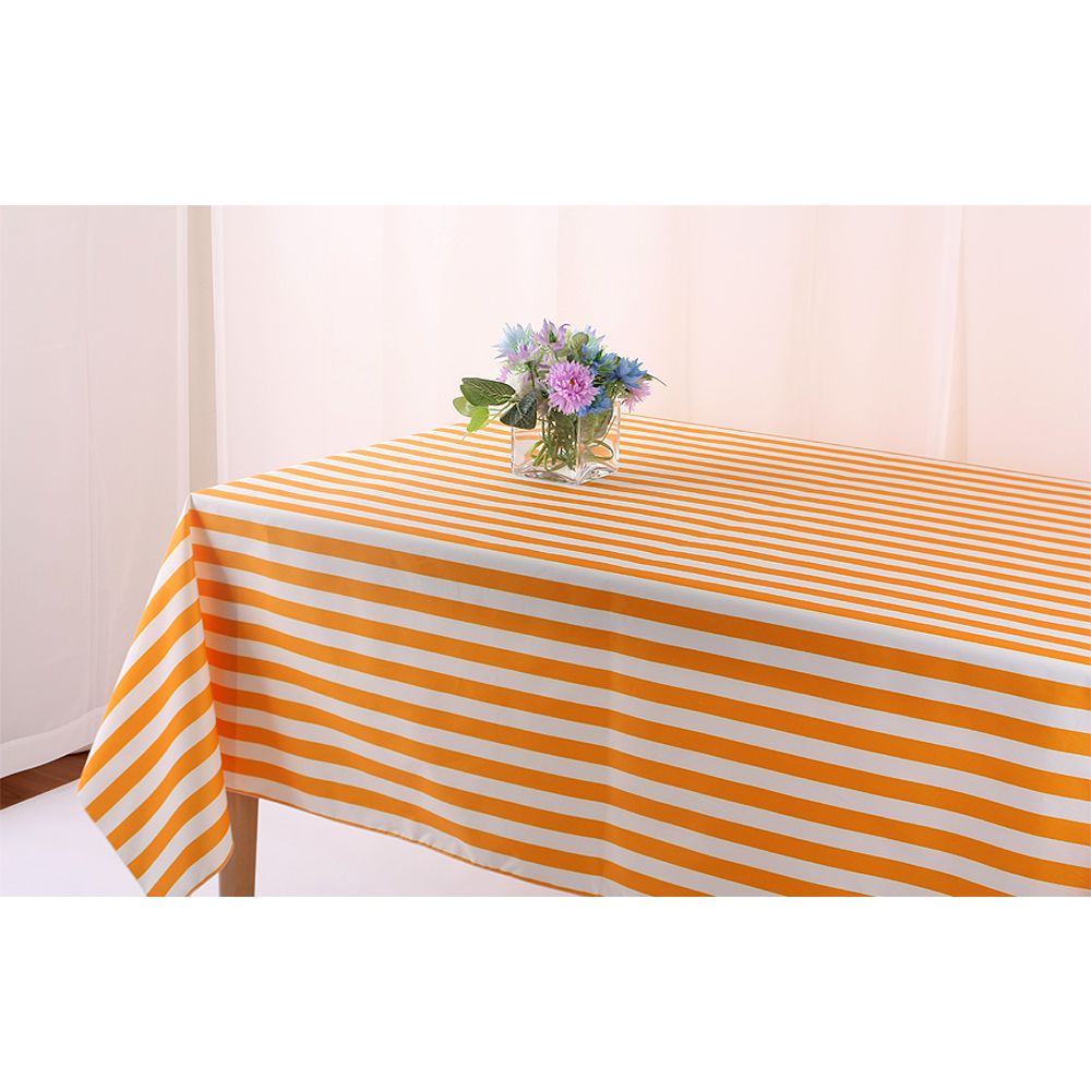 방수 천 오렌지식탁보 스트라이프테이블보 가로줄무늬