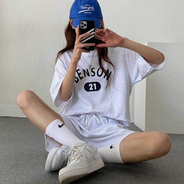 여자 트레이닝 이쁜 기본 츄리닝 데이 세트 반바지 반