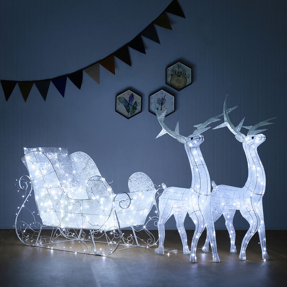 LED 화이트 전구장식 사슴썰매대형 크리스마스장식