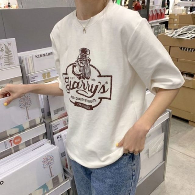 해리스 반팔 여자 기본 티셔츠 데이 루즈핏 여성 라운