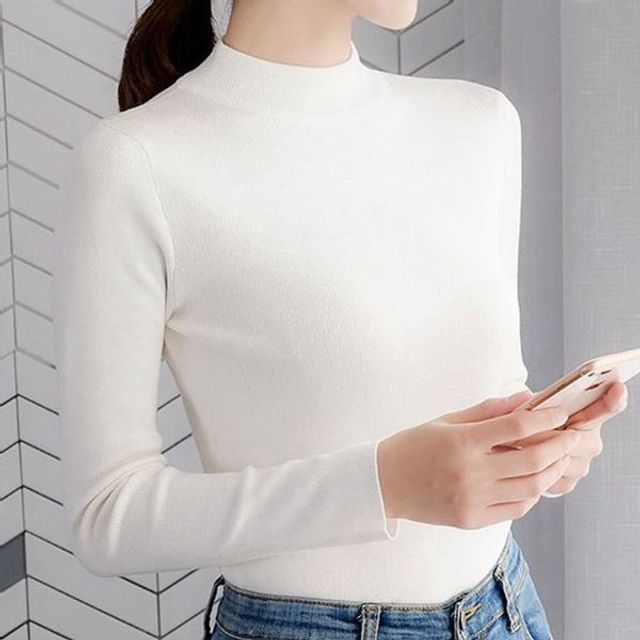 스타일 라운드티 티셔츠 반목 여성 라운드티 여