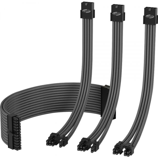 PSU 연장 18AWG 슬리빙 케이블 세트 카본 그레이 4종