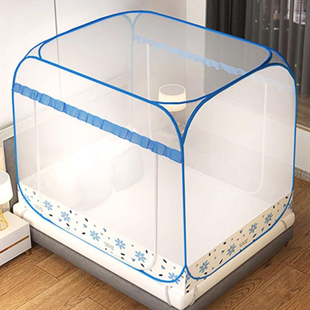 원터치 모기장 200x150cm 블루플라워 텐트 접이식