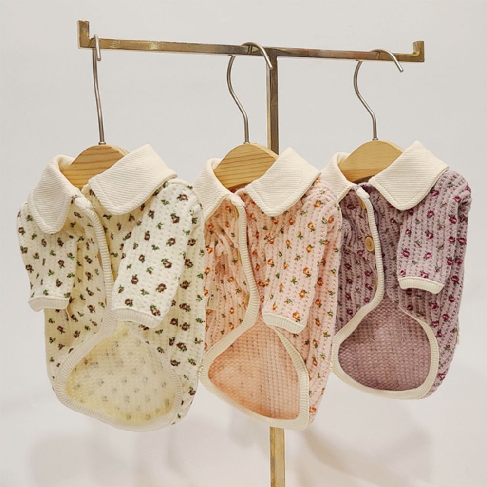 강아지 큐티카라 꽃무늬 가디건 2XL 1P 반려견 봄가을