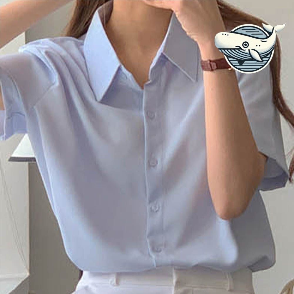 여자 여름 반팔 카라넥 블라우스 직장인 데일리