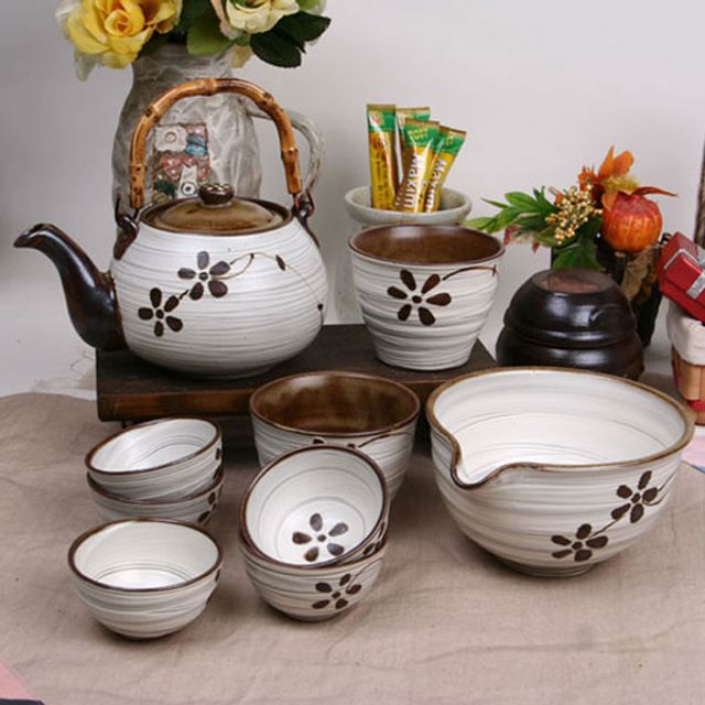 분청 들꽃 주기 겸 다기 5인세트(10P)