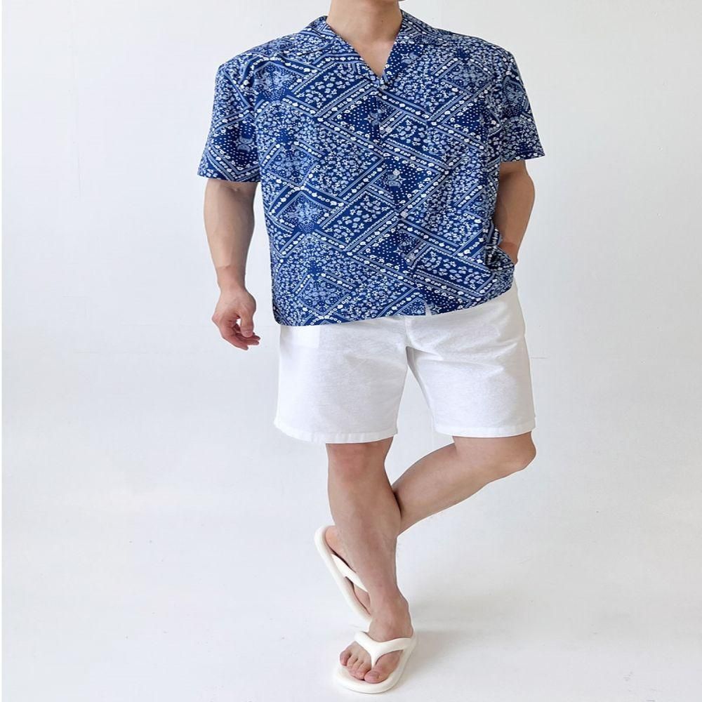 여유핏 비치 남방 셔츠 여름 에스닉 반팔 바캉스 남성