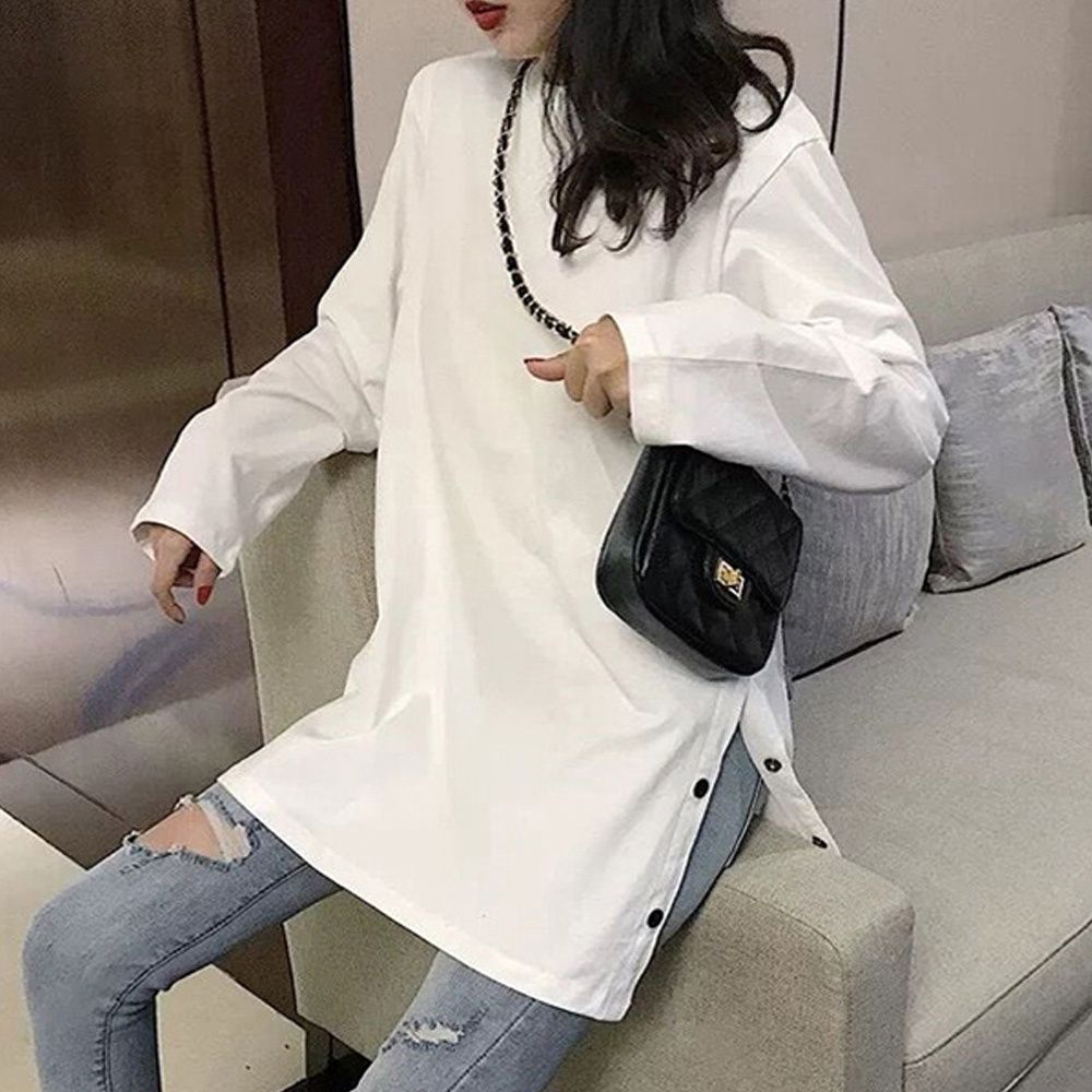 봄 티셔츠 여리여리 찬추 옆라인 반팔티 여자맨